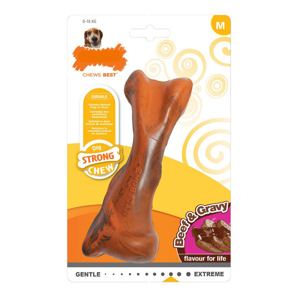 Giocattolo da mordere per cani Nylabone Strong Chew Salsa Carne Gomma Taglia M