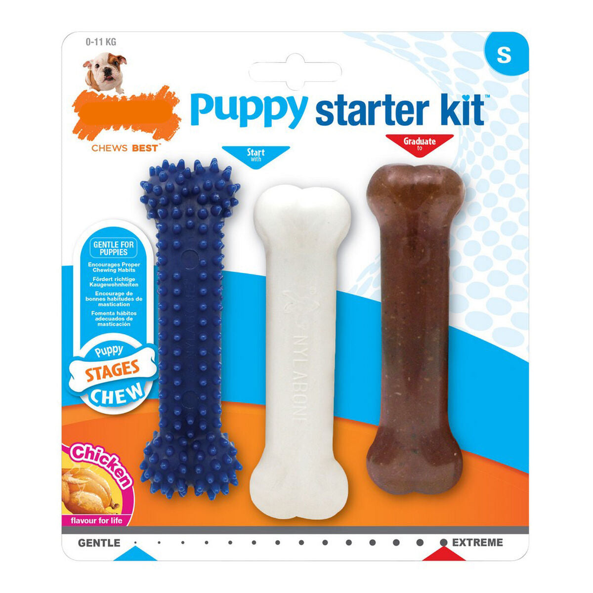 Giocattolo da mordere per cani Nylabone Extreme Chew Starter Kit Cuccioli Pollo Nylon Termoplastico (3 pcs)