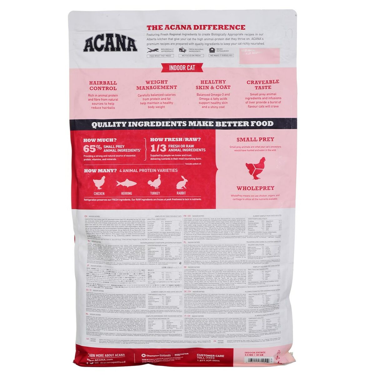 Cibo per gatti Acana Indoor Entrée Adulto Pollo Tacchino Pesce Coniglio 4,5 Kg