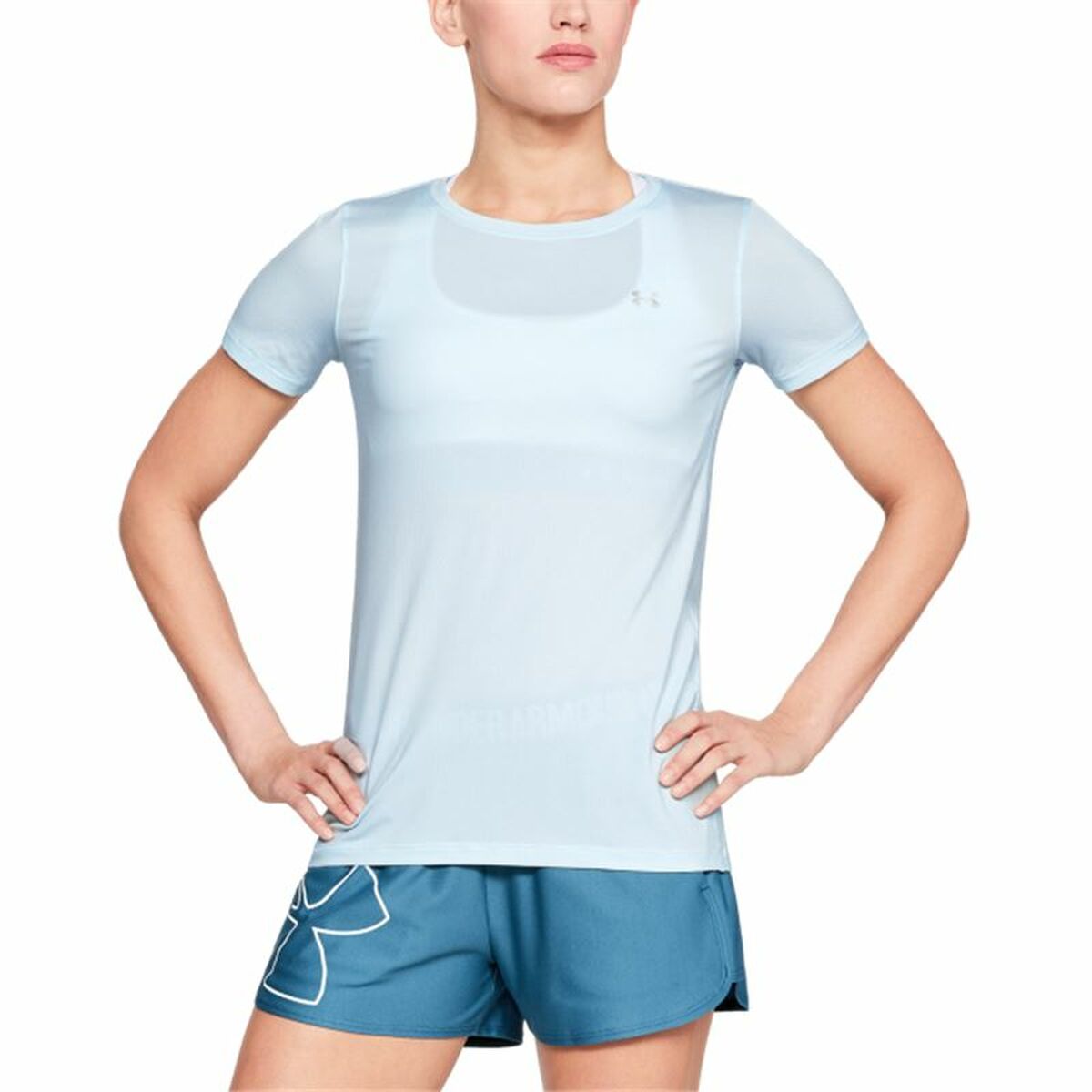 Maglia a Maniche Corte Donna Under Armour HeatGear Azzurro Chiaro