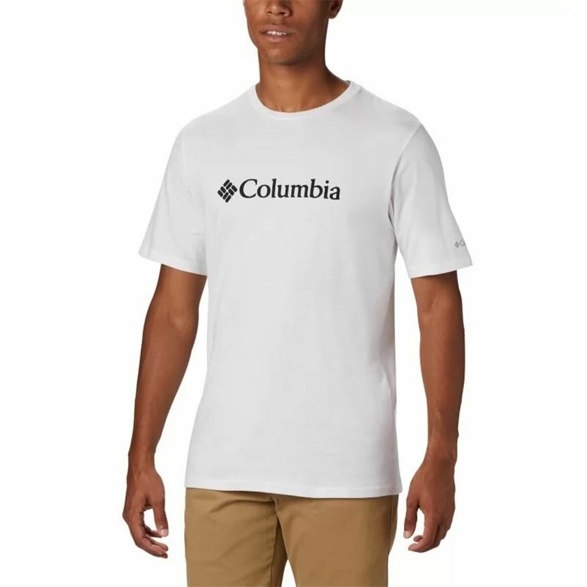 Maglia Sportiva a Maniche Corte Columbia Basic Logo Bianco