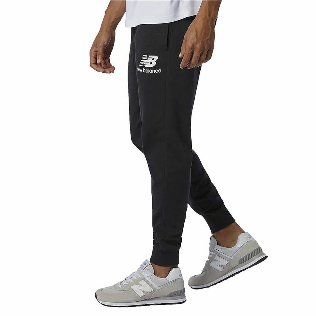 Pantalone Lungo Sportivo New Balance Essentials Stacked Logo Nero Uomo