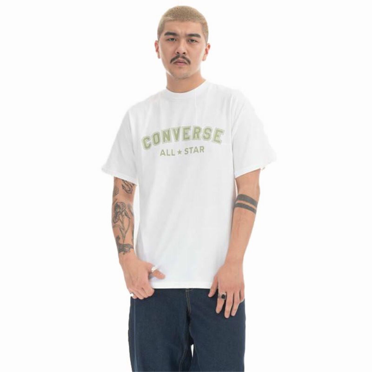 Maglia a Maniche Corte Uomo Converse Classic Fit All Star Single Screen Bianco