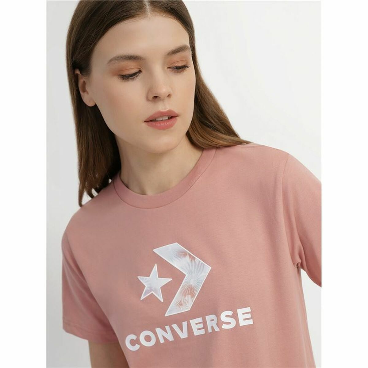 Maglia a Maniche Corte Donna Converse Seasonal Star Chevron Rosa