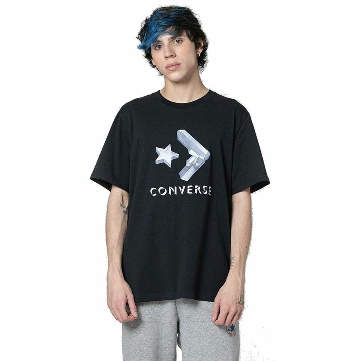 Maglia a Maniche Corte Uomo Converse Crystals Nero