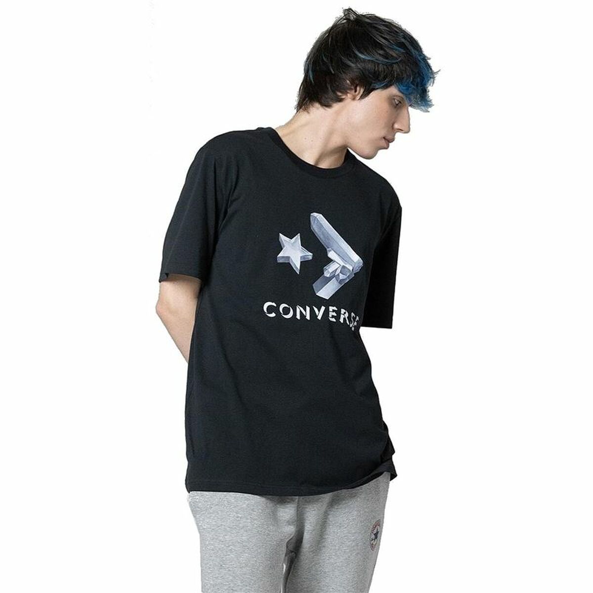 Maglia a Maniche Corte Uomo Converse Crystals Nero