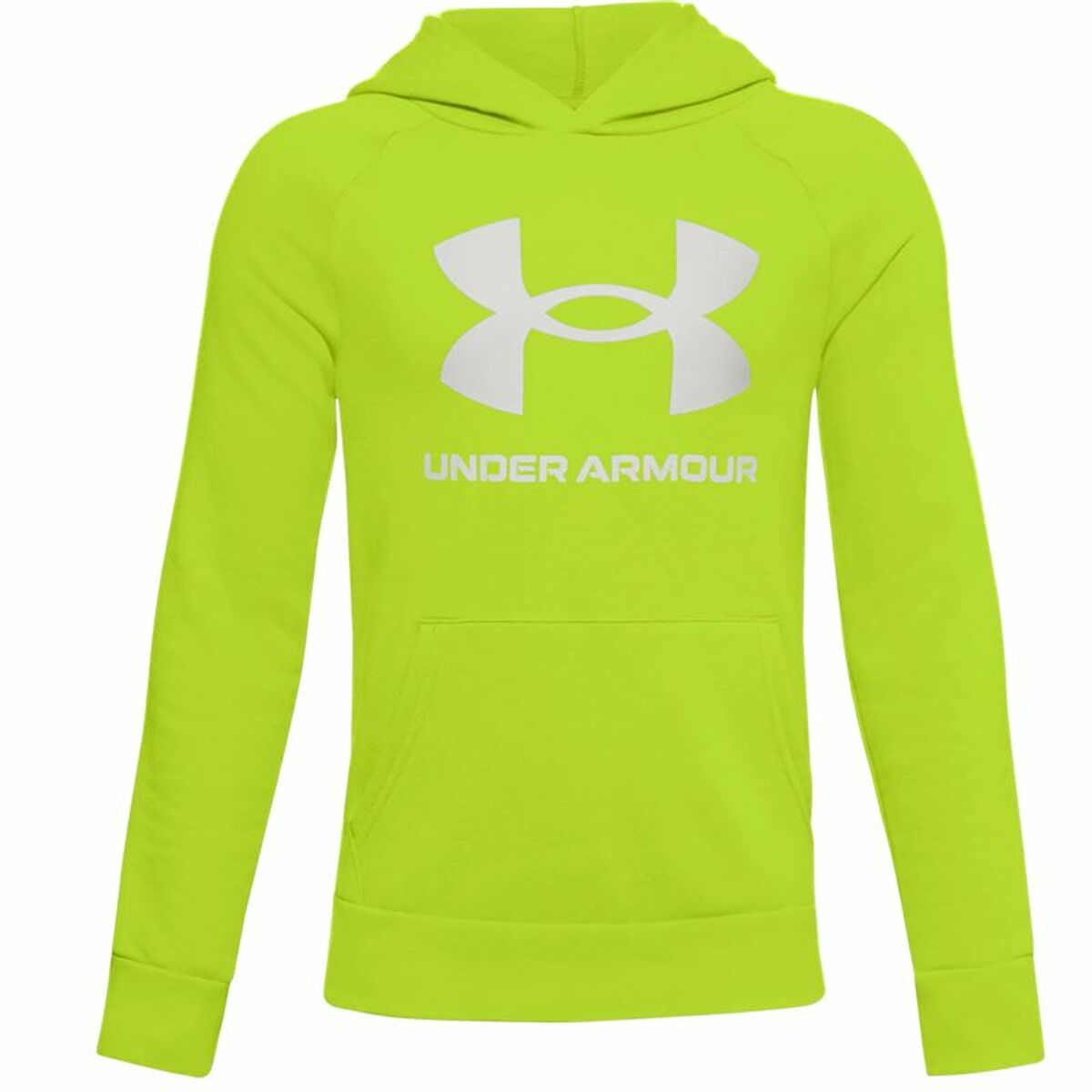 Felpa con Cappuccio Bambino Under Armour Rival Big Logo 1 Verde limone