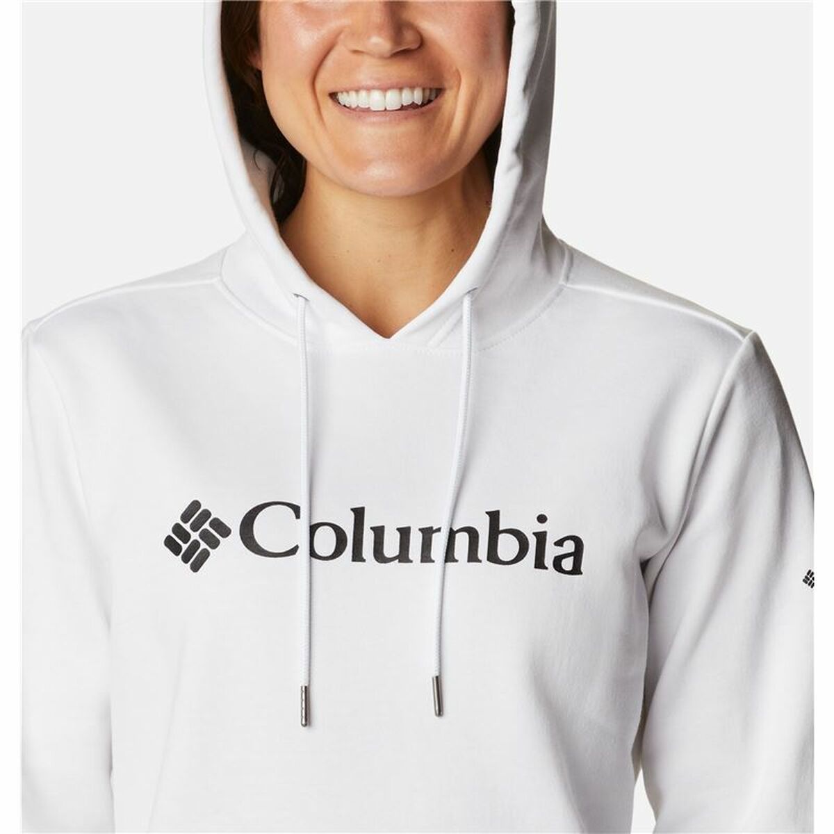 Felpa con Cappuccio Donna Columbia Logo Bianco