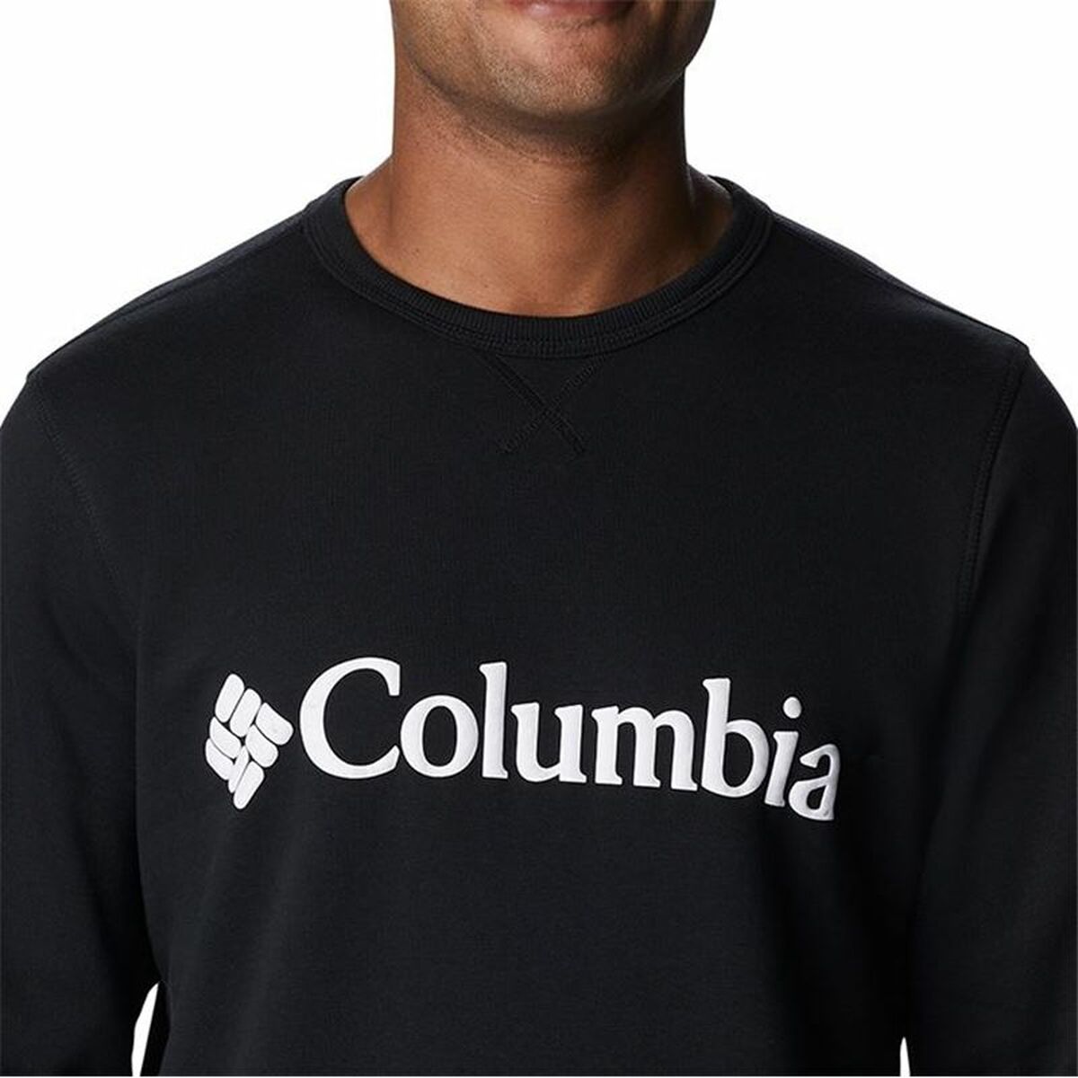 Felpa senza Cappuccio Uomo Columbia Logo Fleece Crew Nero