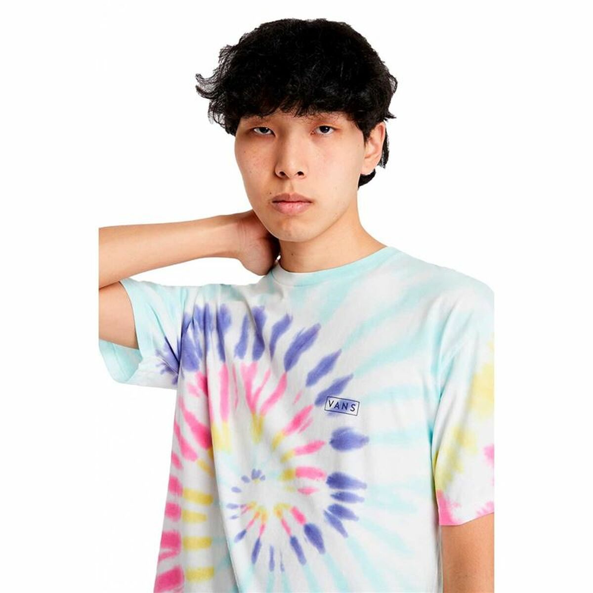 Maglia a Maniche Corte Uomo Vans Rainbow Spiral Ciano