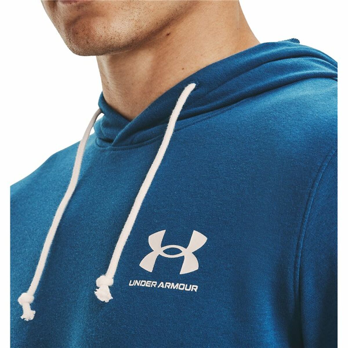 Felpa con Cappuccio Uomo Under Armour Rival Terry Azzurro