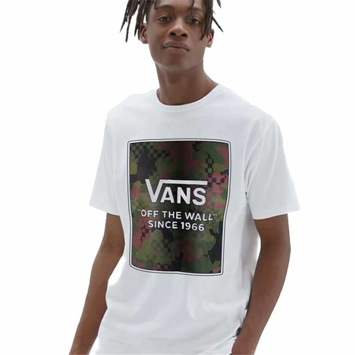 Maglia a Maniche Corte Uomo Vans Camo Check Boxe-B Bianco