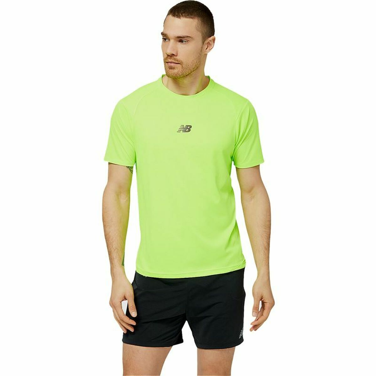 Maglia Sportiva a Maniche Corte New Balance Verde limone