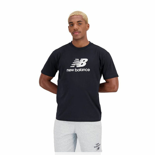 Maglia a Maniche Corte Uomo New Balance Essentials Stacked Logo Nero