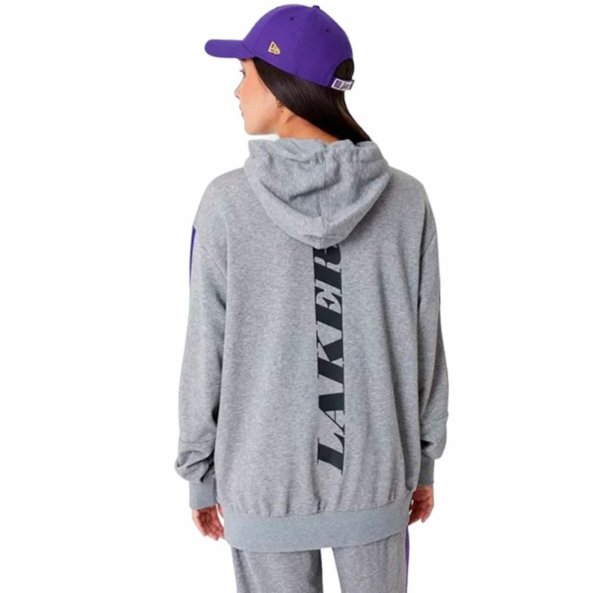 Felpa con Cappuccio Unisex New Era LA Lakers NBA Colour Block Grigio