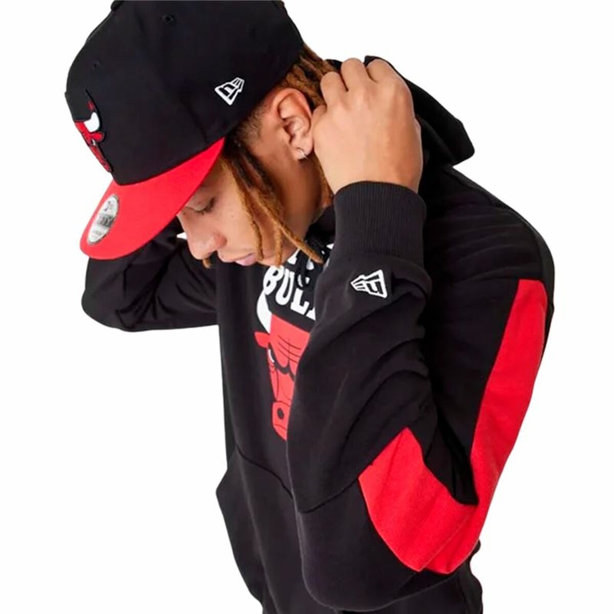 Felpa con Cappuccio Unisex New Era NBA Colour Block Chicago Bulls Nero