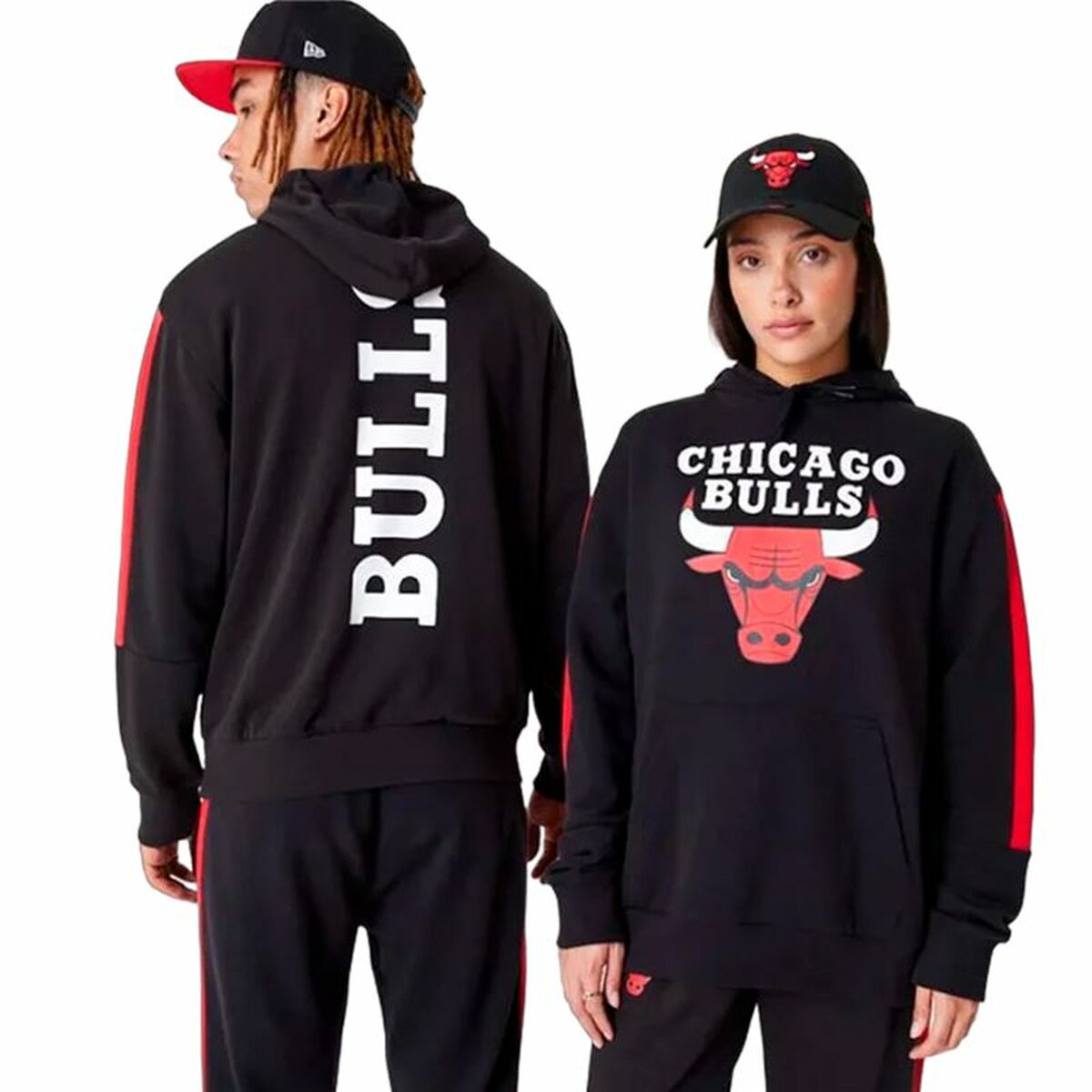 Felpa con Cappuccio Unisex New Era NBA Colour Block Chicago Bulls Nero