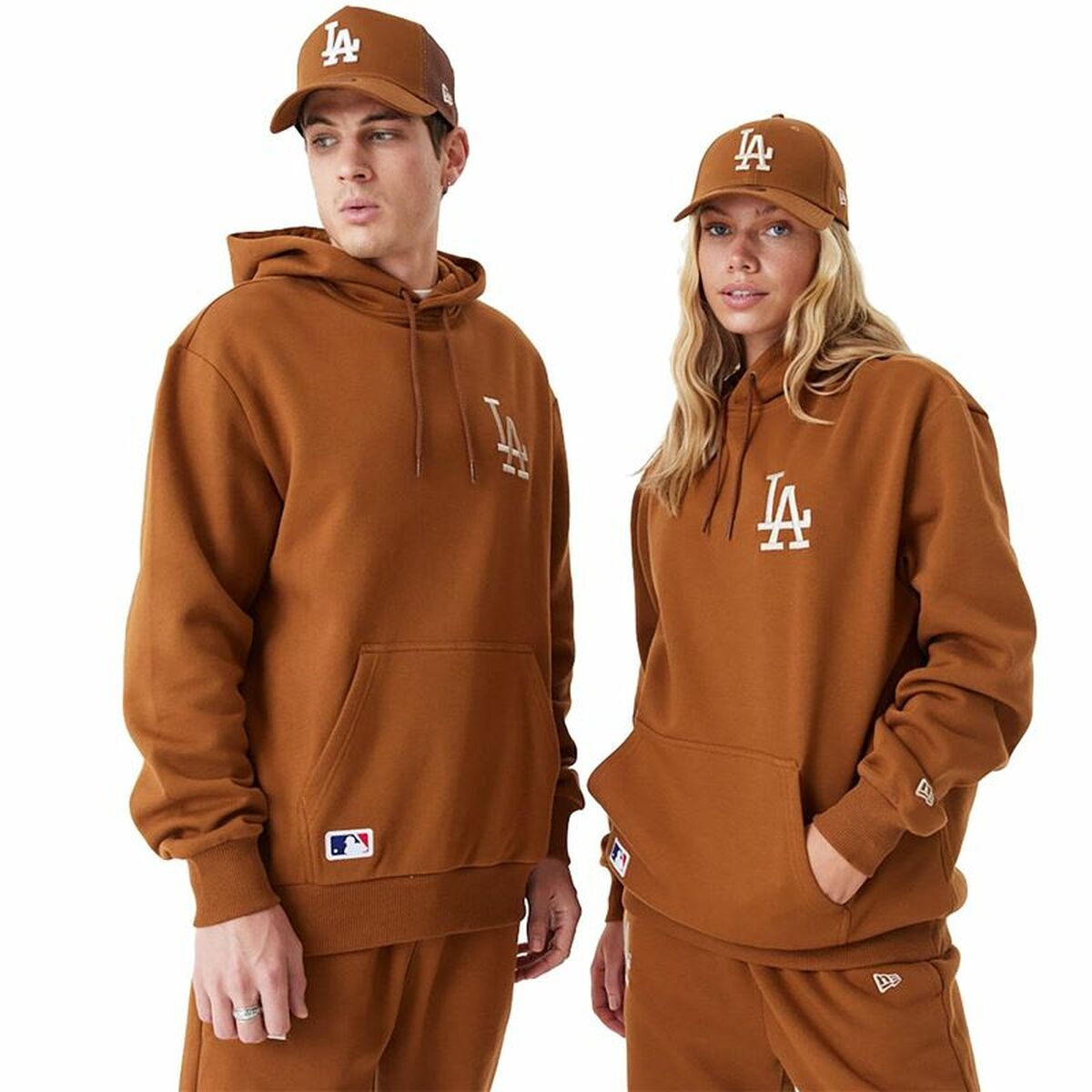 Felpa con Cappuccio Unisex New Era League Essentials LA Dodgers Ocra