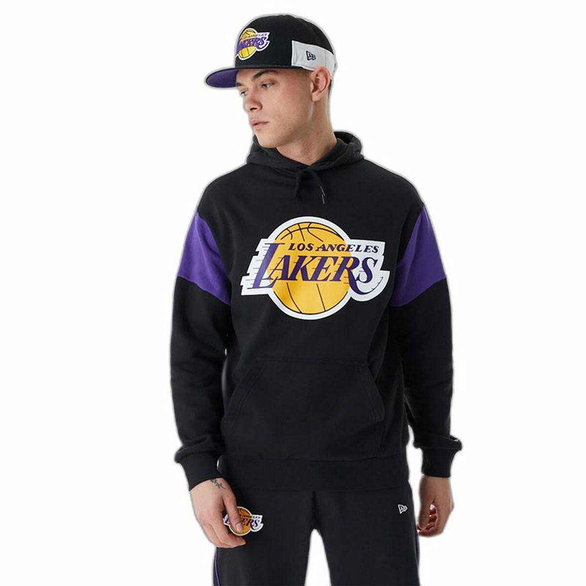 Felpa con Cappuccio Unisex New Era NBA Colour Insert LA Lakers Nero