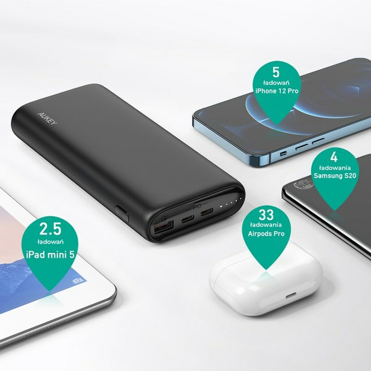 Powerbank Aukey PB-Y37 Nero 20000 mAh