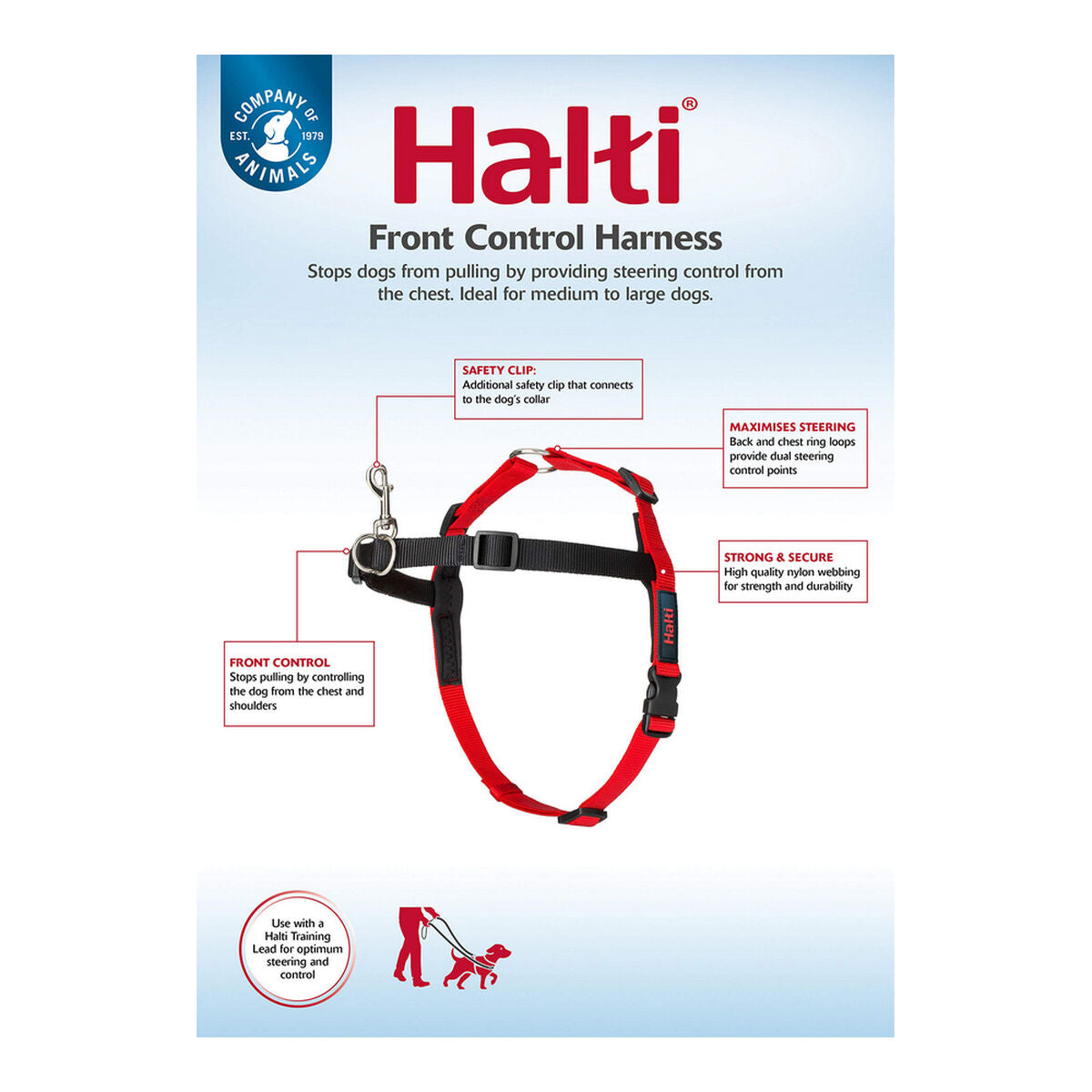 Imbracatura per Cani Company of Animals Halti Nero/Rosso Taglia M (58-86 cm)