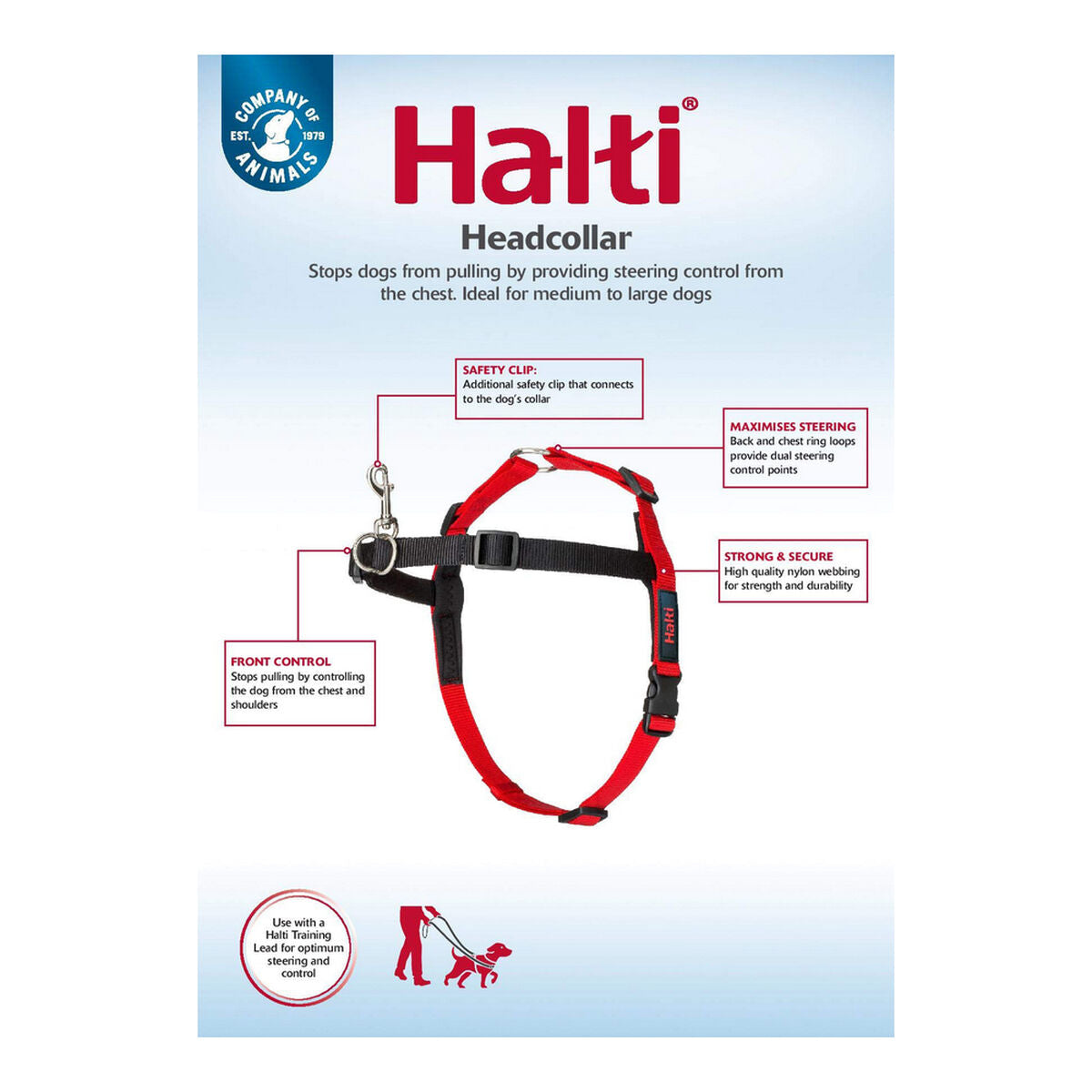 Imbracatura per Cani Company of Animals Halti Nero/Rosso L (80-120 cm)