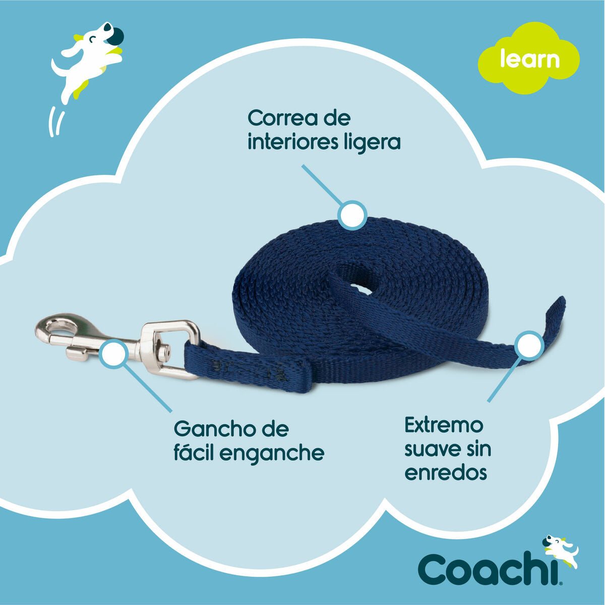 Guinzaglio per Cani Coachi Allenamento Azzurro 2,5 m