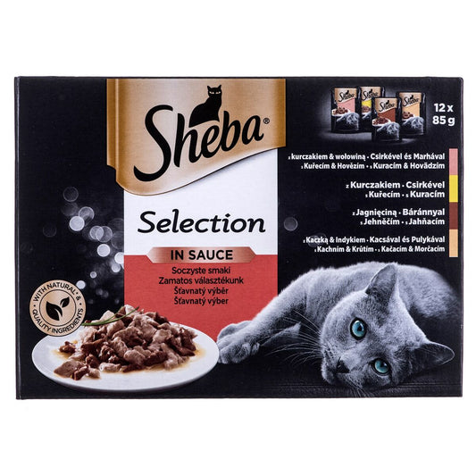 Cibo per gatti Sheba Selection in Sauce Pollo Tacchino Carne di vitello Agnello 85 g