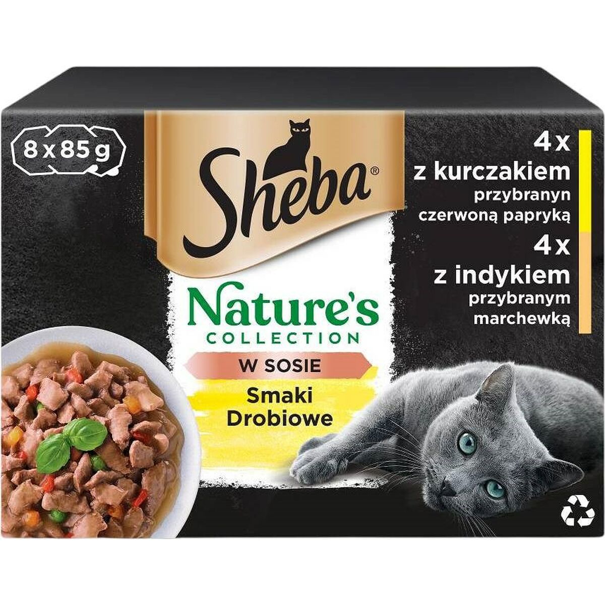 Cibo per gatti Sheba Nature's Collection Poultry Flavors Pollo Tacchino 8 x 85 g