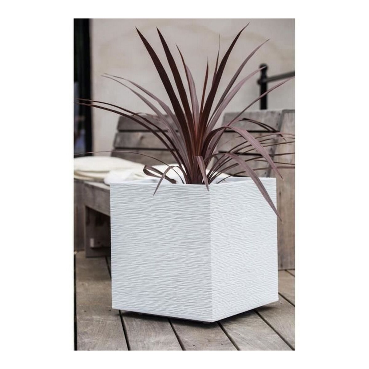 Vaso EDA Graphit Bianco Plastica Quadrato 39 x 39 x 43 cm