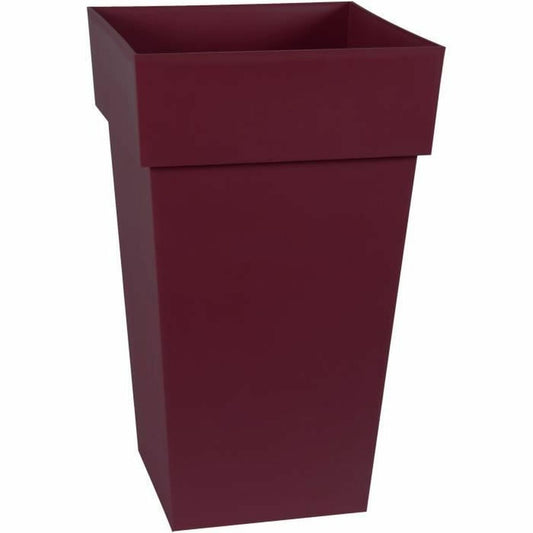 Vaso Ecolux 39 x 39 x 65 cm Rosso Scuro Plastica Quadrato Moderno