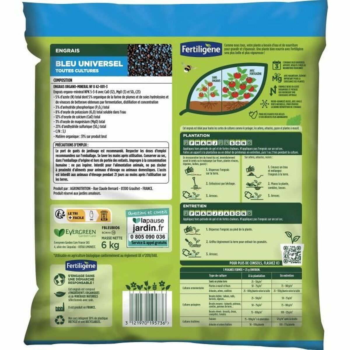 Fertilizzante organico Fertiligène 6 Kg