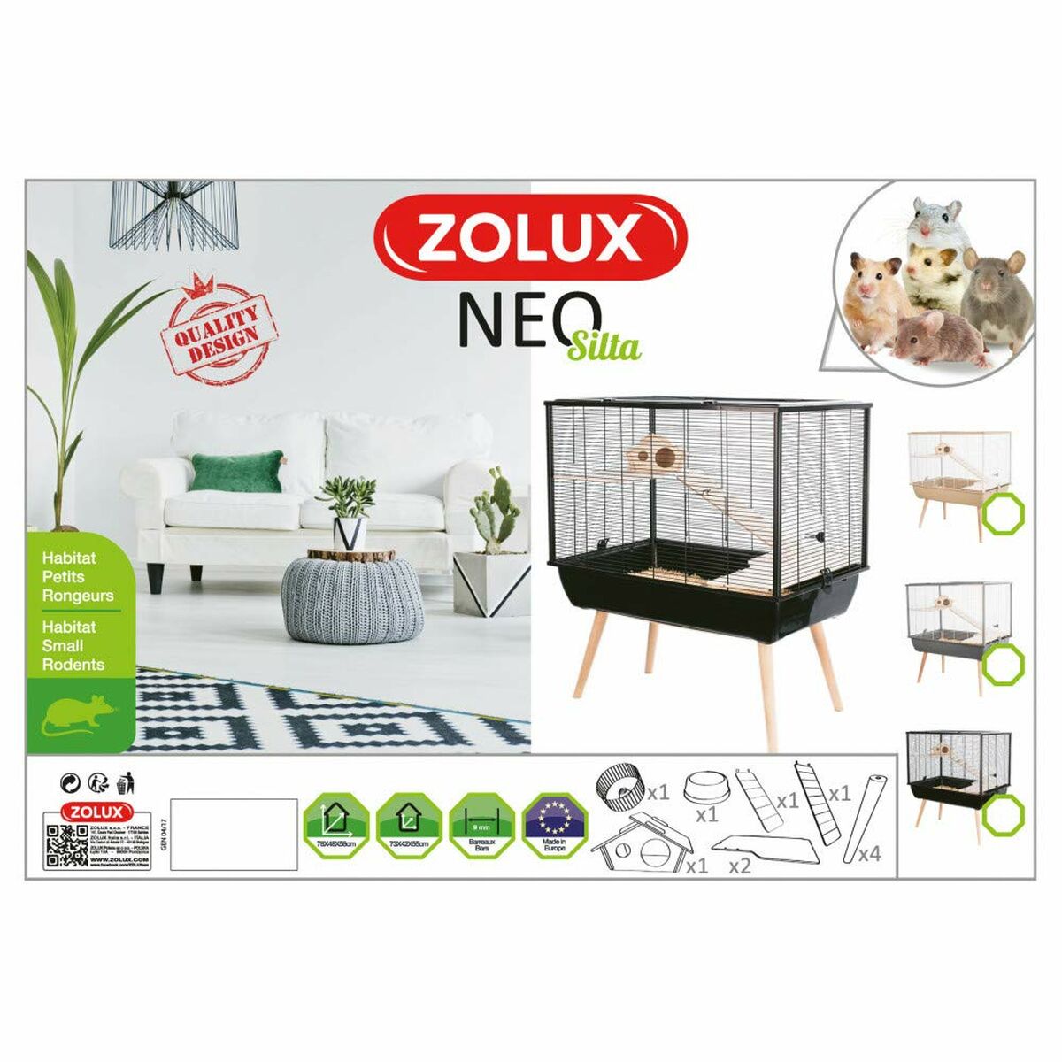 Gabbia Zolux                                 78 cm Legno Metallo Plastica Metallo/Plastica (1 Pezzi)