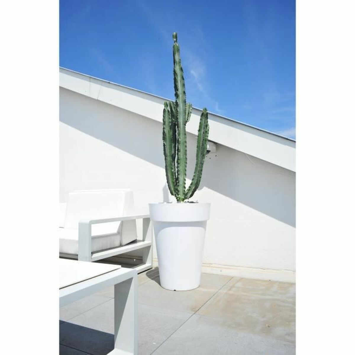 Vaso Riviera Bianco Plastica Quadrato Ø 40 cm