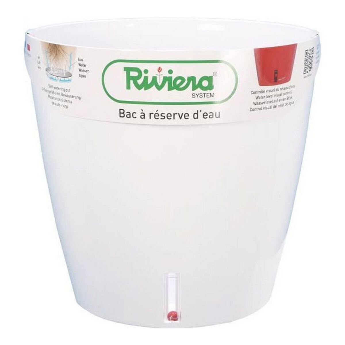 Vaso Autoirrigante Riviera Eva New Bianco Plastica Rotonda Ø 46 cm