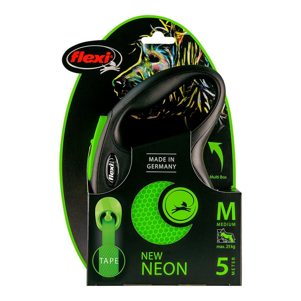 Guinzaglio per Cani Flexi NEW NEON 5 m Taglia M Verde