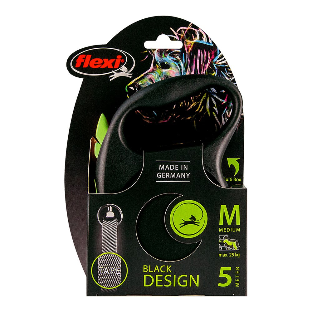 Guinzaglio per Cani Flexi BLACK DESIGN 5 m Taglia S Verde