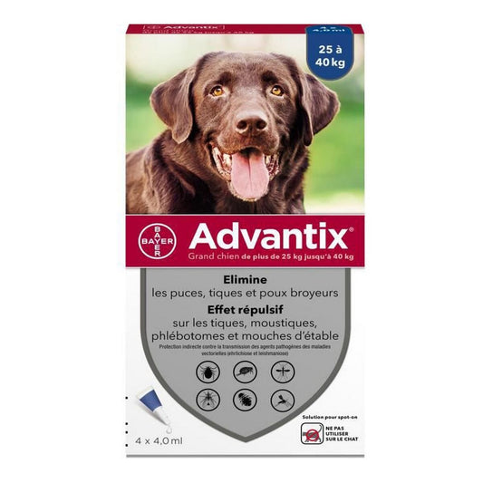 Anti-parassiti Advantix Pipette 25-40 Kg 4 ml 4 Unità