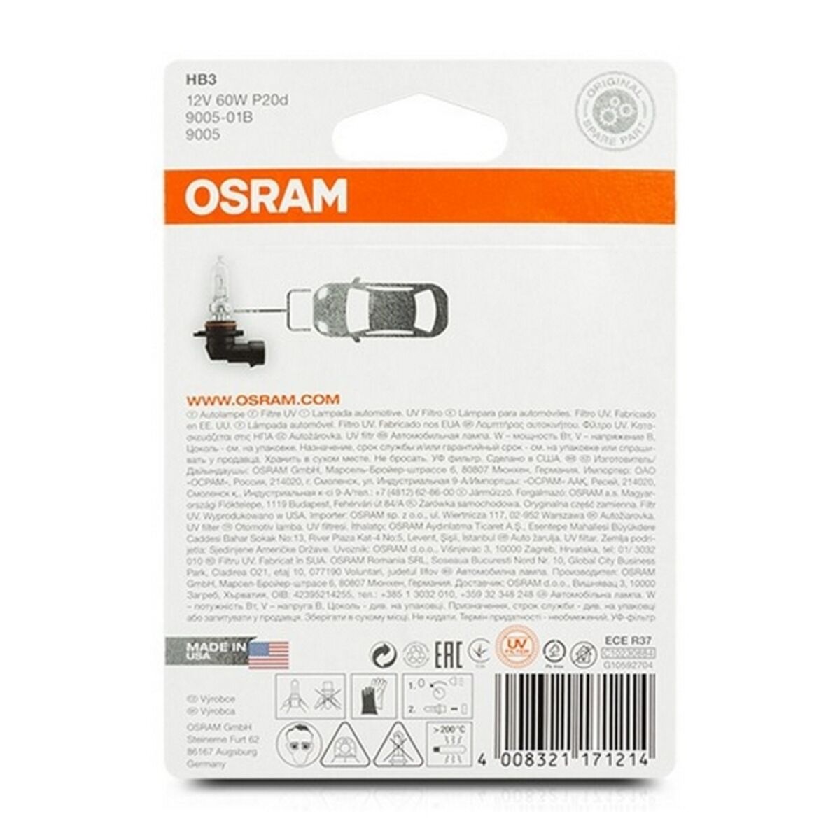 Lampadina per Auto OS9005-01B Osram OS9005-01B HB3 60W 12V