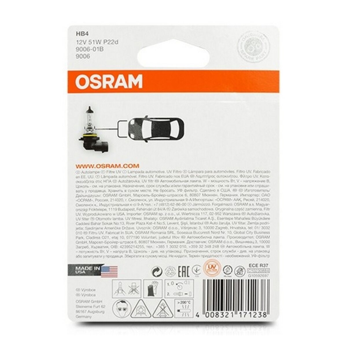 Lampadina per Auto OS9006-01B Osram OS9006-01B HB4 51W 12V