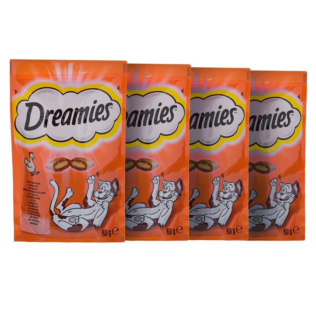 Spuntino per Cat Dreamies Variety 12 x 60 g Pollo Salmone Formaggio