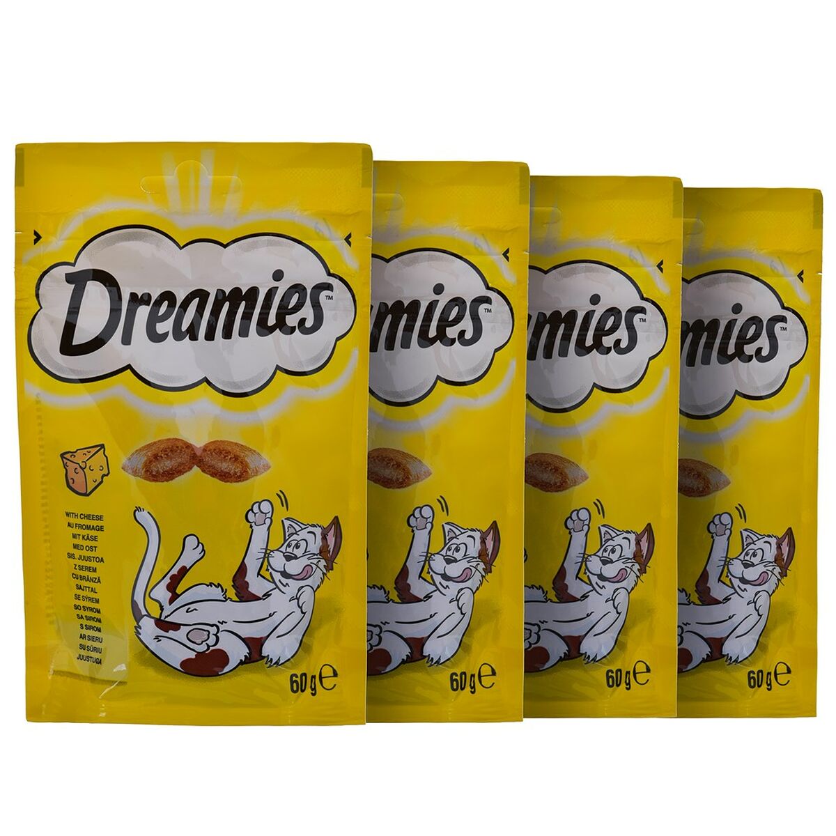 Spuntino per Cat Dreamies Variety 12 x 60 g Pollo Salmone Formaggio