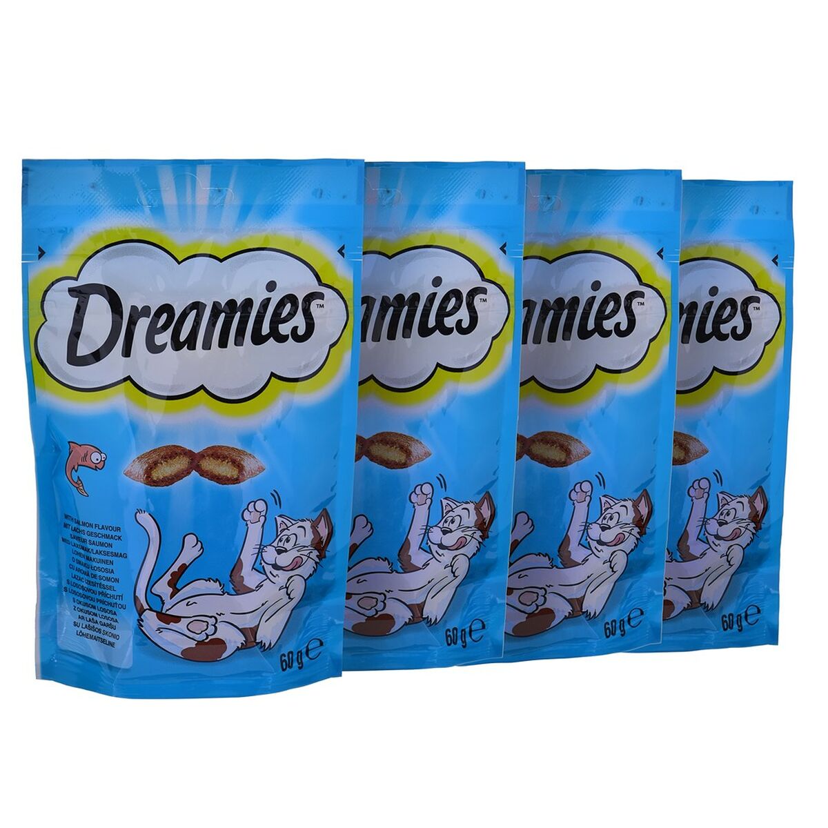 Spuntino per Cat Dreamies Variety 12 x 60 g Pollo Salmone Formaggio