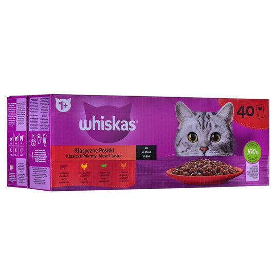 Cibo per gatti Whiskas Classic Meals Pollo Carne di vitello Agnello Uccelli 40 x 85 g