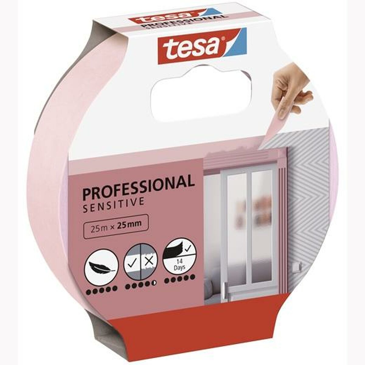 Nastro Adesivo TESA Professional Sensitive Pittore Rosa 12 Unità 25 mm x 50 m