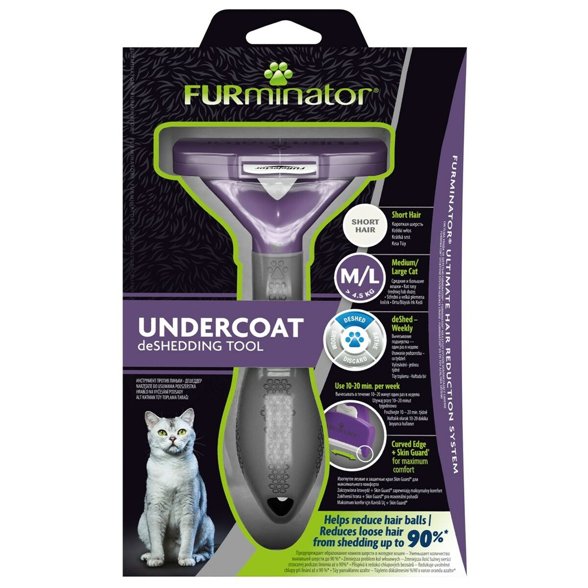 Spazzola Furminator FUR151326 Gatto Grande Nero