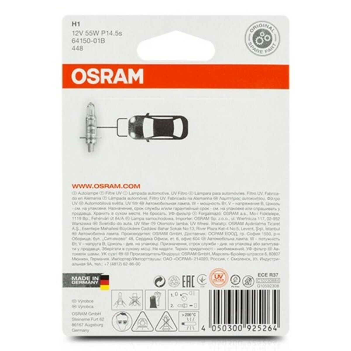 Lampadina per Auto Osram 64150-01B H1 12V 55W