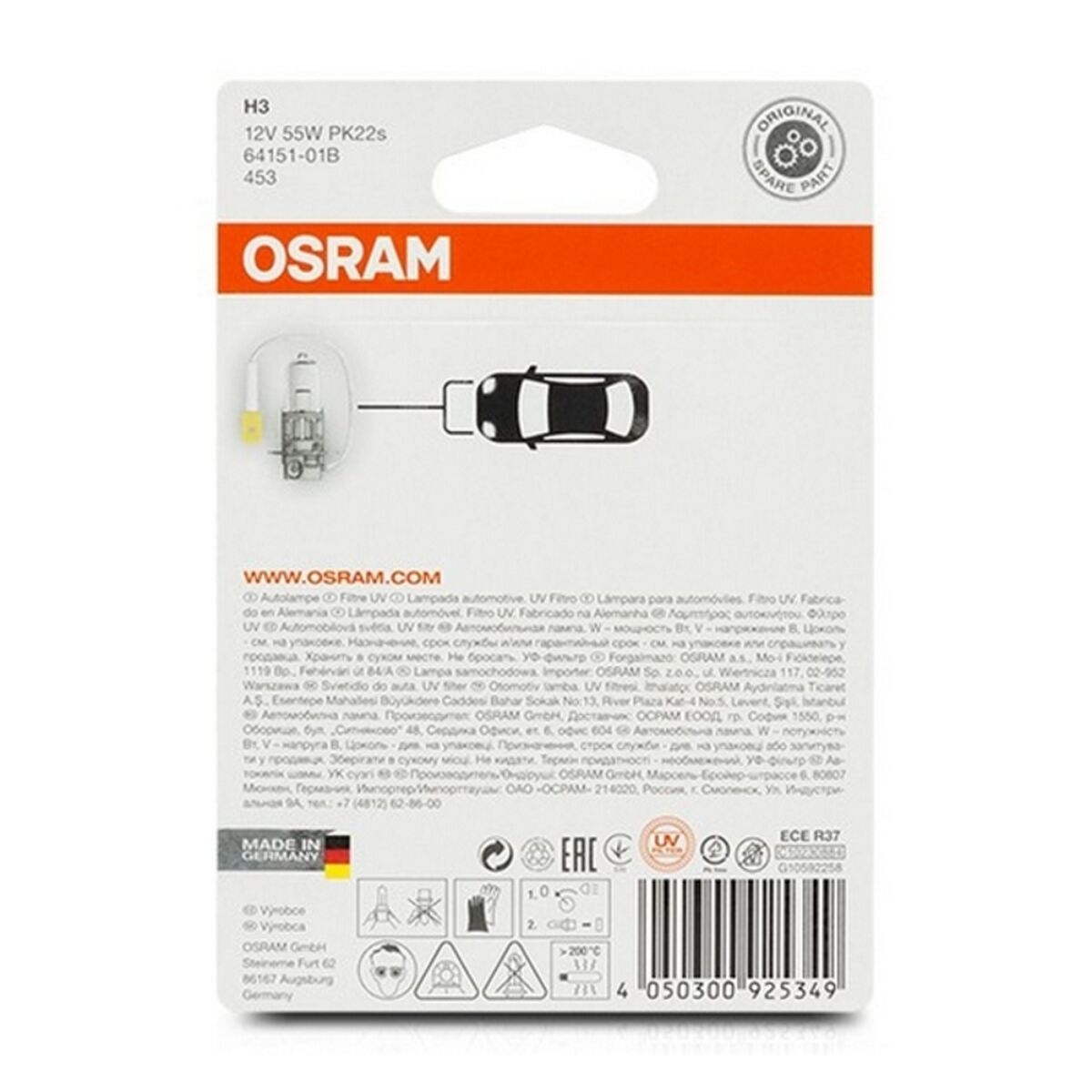 Lampadina per Auto OS64151-01B Osram OS64151-01B H3 55W 12V