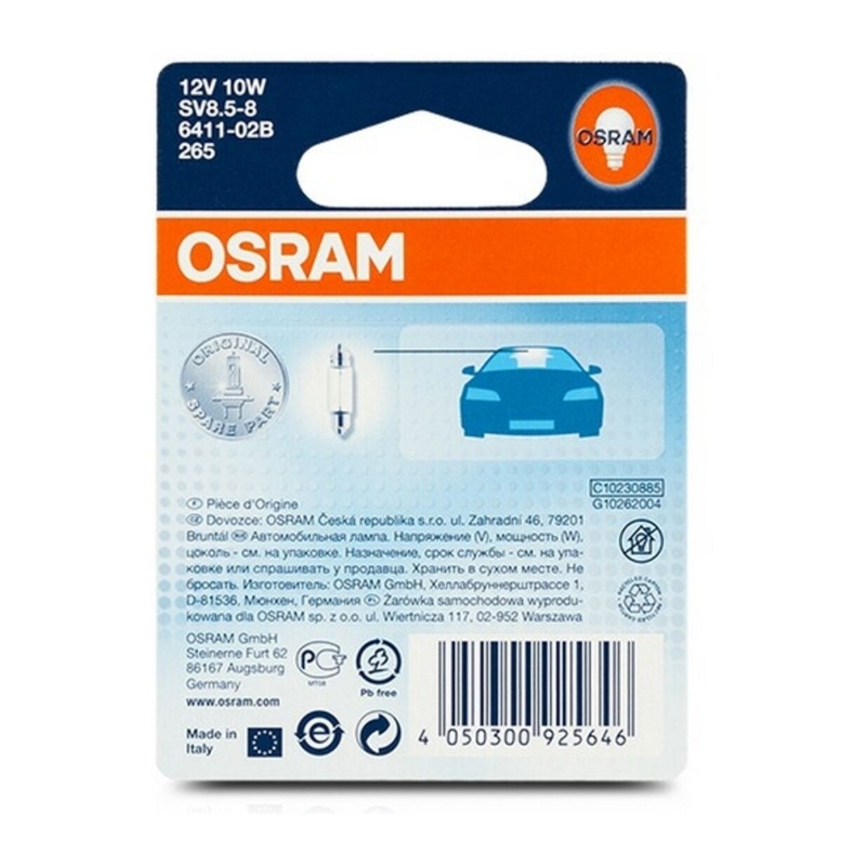 Lampadina per Auto OS6411-02B Osram OS6411-02B C10W 12V 10W