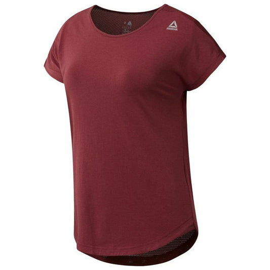 Maglia a Maniche Corte Donna Reebok Work Mesh Rosso Scuro